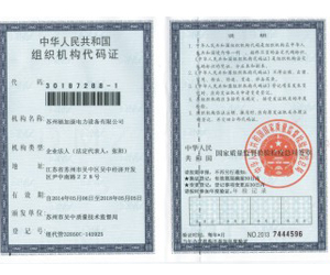 中国人民共和国组织机构代码证